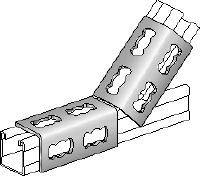 MQW 45°/135°-F Hot-dip galvanized (HDG) 45- or 135-degree angle for connecting multiple MQ strut channels