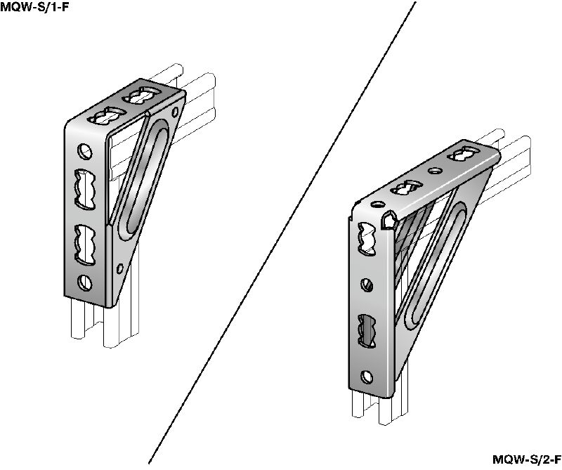 MQW-S-F Angle bracket Hot-dip galvanized (HDG) 90-degree heavy angle for connecting multiple MQ strut channels in medium/heavy-duty applications