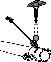 MFP 1-F Hot-dip galvanized (HDG) fixed point set with bracing for maximum flexibility in applications up to 3 kN axial pipe load