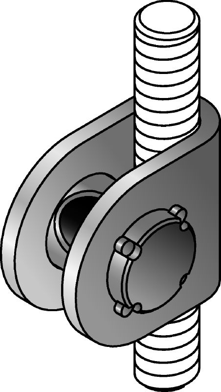 MQS-H Rod brace connector Galvanized pre-assembled threaded rod brace connector with increased angle adjustability to connect 2 threaded rods for a wide range of seismic applications