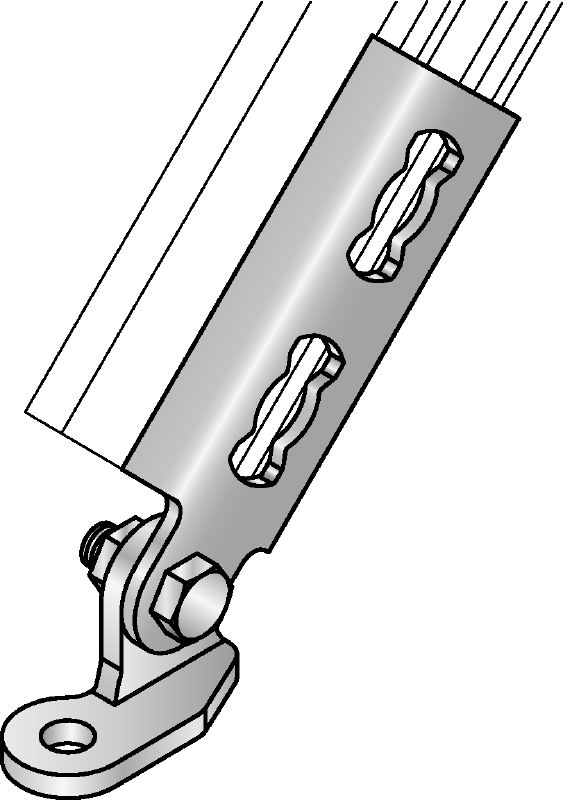 MQS-ACD Channel brace connector Galvanized pre-assembled channel brace connector with increased installation flexibility and loads for a wide range of seismic applications