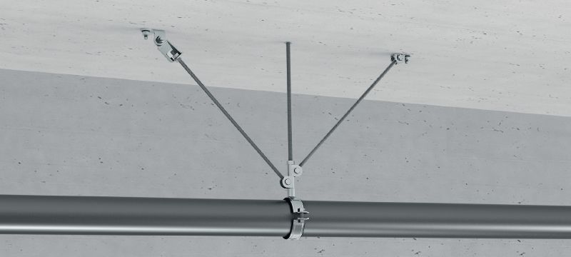 MQS-H Rod brace connector Galvanized pre-assembled threaded rod brace connector with increased angle adjustability to connect 2 threaded rods for a wide range of seismic applications Applications 1