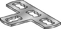 MQV-T-F Flat plate connector Hot-dip galvanized (HDG) flat plate connector used for joining channels at right angles