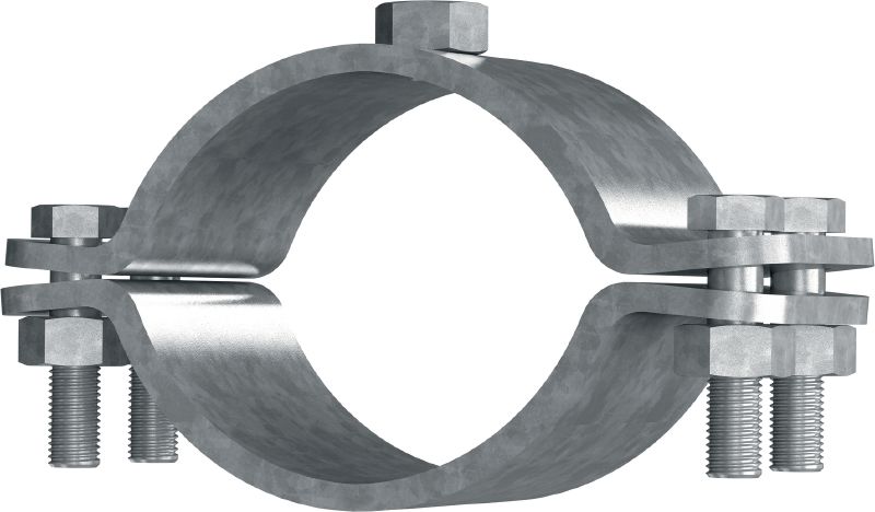 MFP-F Fixed point pipe clamps Premium hot-dip galvanized (HDG) fixed point pipe clamp for maximum performance in heavy-duty piping applications