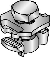 MQN-C HDG plus Hot-dip galvanized (HDG plus) channel connector for joining any elements with a butterfly opening