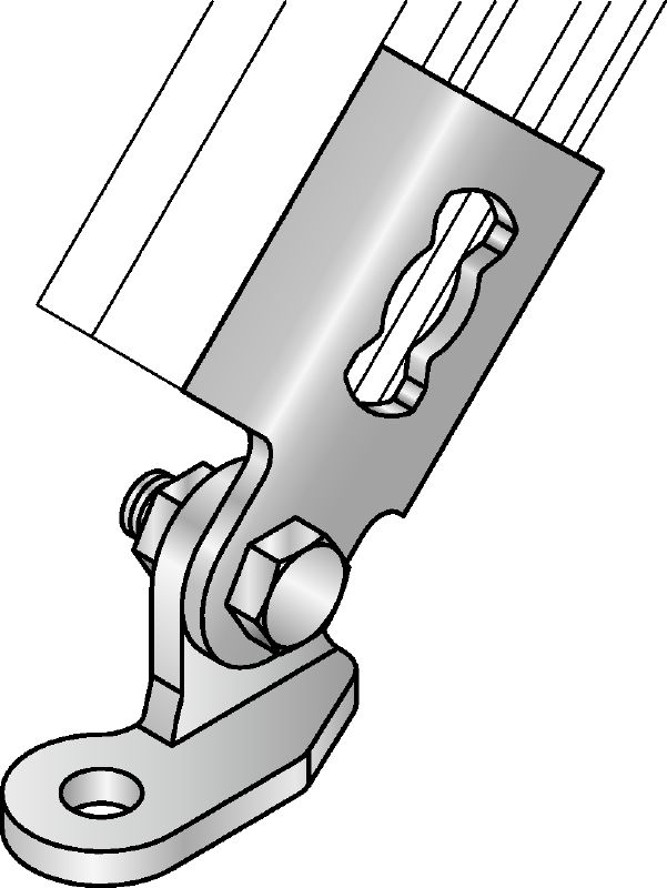 MQS-AC Channel brace connector Galvanized pre-assembled channel brace connector with increased installation flexibility for a wide range of seismic applications